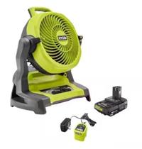 Kit de Ventilador Nebulizador Sem Fio RYOBI ONE+ 18V de 19 cm para Balde com Bateria 1,5 Ah e Carregador Amarelo/Preto Médio PCL851K