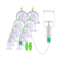 Kit De Ventosas a Vácuo Chinês Com 12/24 Latas, Bombas De Sucção Curvas, Terapia, Massageador