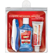 Kit de Viagem Colgate com Creme Dental 30g + Enxaguante Bucal 60ml + 1 Escova Dental