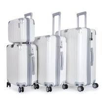 Kit de Viagem com 4 Peças ABS Policarbonato com Expansor Brasil Maloa Branco