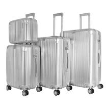 Kit de Viagem com 4 Peças ABS Policarbonato com Expansor Brasil Maloa Prata Kit de Viagem com 4 Peças ABS Policarbonato com Expansor Brasil Maloa Prata