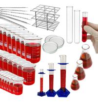 Kit De Vidraria 160 Peças Para Laboratório Escolar Ciências Kit De Vidraria 160 Peças Para Laboratório Escolar Ciências