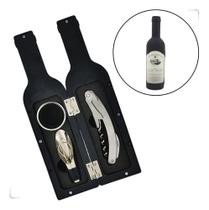 Kit De Vinho Formato Garrafa Com Acessórios Em Aço Inox Lindo Presente