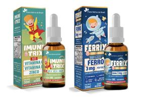 Kit de Vitaminas Infantis Kids Imunitrix e Ferrix 30ml sabor morango Flora Nativa