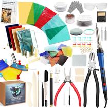 Kit de vitral trassi com 10 folhas e ferro de solda 120W