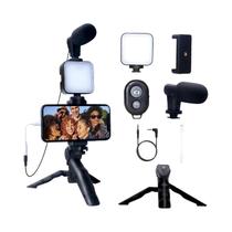 Kit De Vlogging Para Smartphone iPhone Android Com Tripé Mini Microfone Para Transmissão Ao Vivo De