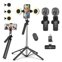 Kit de Vlogging YUANRAN Tripé de 178 cm, Luz, Microfone e Controle Remoto Kit de Vlogging YUANRAN Tripé de 178 cm, Luz, Microfone e Controle Remoto