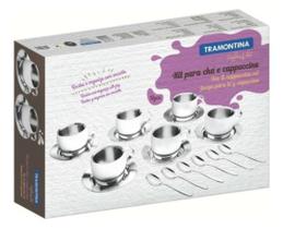 Kit De Xícaras 18 Peças Aço Inox Alto Brilho Tramontina