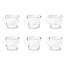 Kit De Xícaras De Vidro Para Café Leite Sem Pires Com Alça 185ml - 6 Peças