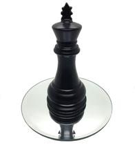 Kit Decor Peça Xadrez Rei em Porcelana Bandeja Espelhada