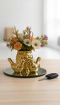 Kit Decoração 4 Peças Vasinho Pássaros Bandeja Dourado Kit Decoração 4 Peças Vasinho Pássaros Bandeja Dourado