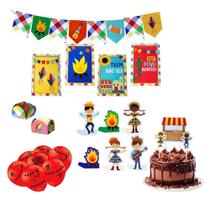 Kit Decoração Aniversário Festa Junina Completo com 62 Enfeites de São João