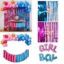 Kit Decoracao Balões Chá Revelacao Completo Girl Boy Cortina