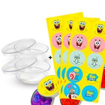 Kit decoração Bob Espoja Festa 30 adesivos + 20 Latinhas