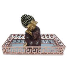 Kit Decoração Buda da Sabedoria Buda Refletindo Com Bandeja