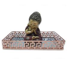 Kit Decoração Buda da Sabedoria Buda Repousando Com Bandeja