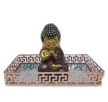 Kit Decoração Buda da Sabedoria Buda Rezando Com Bandeja