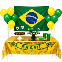 Kit Decoração Copa Brasil Completo 25 Itens Bandeira Balões Toalha e Acessórios Festa Kit Decoração Copa Brasil Completo 25 Itens Bandeira Balões Toalha e Acessórios Festa