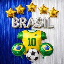 Kit Decoração Copa do Brasil, c/ 2 Cortinas, Balões, hexa, jogos, comemorações, eventos COR:KIT 1