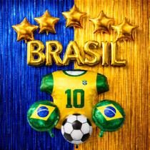 Kit Decoração Copa do Brasil, c/ 2 Cortinas, Balões, hexa, jogos, comemorações, eventos COR:KIT 2