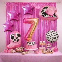 Kit Decoração de Festa Ana Castela, Cortinas, número e Balões, Aniversarios, eventos, comemorações