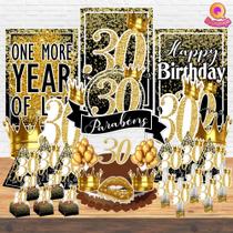 Kit Decoração de Festa Aniversário Bolo Topper 30 Anos Qfestança -78 Itens Kit Decoração de Festa Aniversário Bolo Topper 30 Anos Qfestança -78 Itens