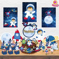 Kit Decoração de Festa Aniversário Bolo Topper Astronauta Qfestança -78 Itens