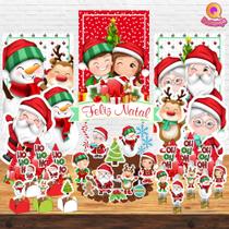Kit Decoração de Festa Aniversário Bolo Topper Natal Qfestança -78 Itens Kit Decoração de Festa Aniversário Bolo Topper Natal Qfestança -78 Itens