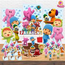Kit Decoração de Festa Aniversário Bolo Topper Pocoyo Qfestança -78 Itens Kit Decoração de Festa Aniversário Bolo Topper Pocoyo Qfestança -78 Itens