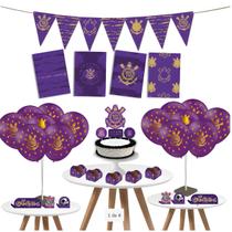 Kit Decoração De Festa Corinthians Roxo Adulto E Infantil