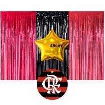 Kit decoração de FESTA FLAMENGO 3 Cortinas Metalizada + 1 balão estrela Dourada 18" 45cm. Aniversário Kit decoração de FESTA FLAMENGO 3 Cortinas Metalizada + 1 balão estrela Dourada 18" 45cm. Aniversário