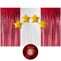 Kit decoração de FESTA Internacional 3 Cortinas Metalizada + 4 balões estrela Dourado 9" 21cm.Aniversário Kit decoração de FESTA Internacional 3 Cortinas Metalizada + 4 balões estrela Dourado 9" 21cm.Aniversário