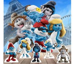 Kit Decoração De Festa Painel + Displays De Mesa Smurfs 2