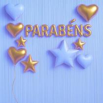 Kit decoração de Festa Parabéns c/ 2 Cortinas metalizadas de franjas + 1 Palavra Parabéns (40cm letra) + 9 Balões Kit decoração de Festa Parabéns c/ 2 Cortinas metalizadas de franjas + 1 Palavra Parabéns (40cm letra) + 9 Balões