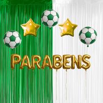 Kit Decoração de Festa Tema Palmeiras, Aniversários, Parabéns, Cortina e Balões Kit Decoração de Festa Tema Palmeiras, Aniversários, Parabéns, Cortina e Balões