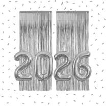 Kit decoração de réveillon 2 cortinas + 2025 18" ou 32".