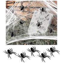 Kit Decoração Dia das Bruxas Teias e Aranhas Halloween 8pçs