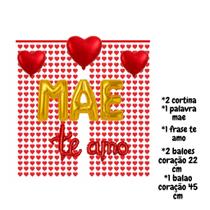 Kit Decoração Dia das Mães, c/ cortinas coração, palavras mãe,Te amo, balões coração, comemorações, festas, vitrines Kit Decoração Dia das Mães, c/ cortinas coração, palavras mãe,Te amo, balões coração, comemorações, festas, vitrines