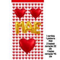 Kit Decoração Dia das Mães, c/ cortinas coração, palavras mãe,Te amo, balões coração, comemorações, festas, vitrines Kit Decoração Dia das Mães, c/ cortinas coração, palavras mãe,Te amo, balões coração, comemorações, festas, vitrines