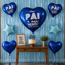 Kit Decoração Dia dos Pais 2 Cortinas + 7 Balões Coração Estrela comemorações festa vitrine Kit Decoração Dia dos Pais 2 Cortinas + 7 Balões Coração Estrela comemorações festa vitrine