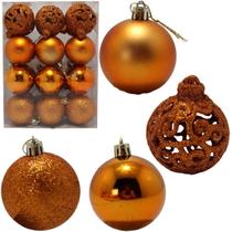 Kit Decoração Enfeite Bola De Natal 6Cm 24 Unidade Cor:Cobre