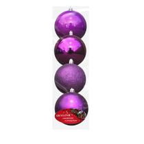 Kit Decoração Enfeite Bola de Natal 6cm 4Uni Roxo Kit Decoração Enfeite Bola de Natal 6cm 4Uni Roxo