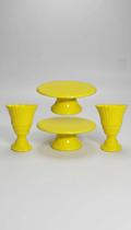 Kit Decoração Festa 2 Boleira 2 Vaso Amarelo Kit Decoração Festa 2 Boleira 2 Vaso Amarelo