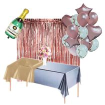 Kit Decoração Festa: 2 Cortinas Metalizadas + 2 Toalhas + 1 Balão Garrafa Champanhe + Balões = 6 Produtos Kit Decoração Festa: 2 Cortinas Metalizadas + 2 Toalhas + 1 Balão Garrafa Champanhe + Balões = 6 Produtos