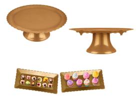 Kit Decoração Festa: Boleira, Bandeja Para Mesa