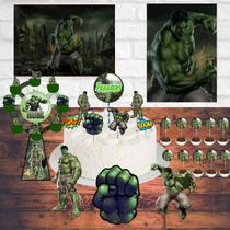 Kit decoração festa em casa só um bolinho com tema Hulk infantil