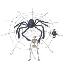 Kit Decoração Festa Halloween: Aranha Peluda Grande + Aranha Média + Teia Gigante + Mini Esqueleto = 4 Produtos Kit Decoração Festa Halloween: Aranha Peluda Grande + Aranha Média + Teia Gigante + Mini Esqueleto = 4 Produtos
