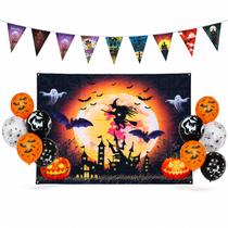 Kit Decoração Festa Halloween: Painel de Fundo 2 metros + Varal Bandeirinhas + 10 Balões Temáticos Kit Decoração Festa Halloween: Painel de Fundo 2 metros + Varal Bandeirinhas + 10 Balões Temáticos