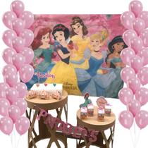 Kit Decoração Festa Infantil Princesas Disney Lembrancinha Balões Painel
