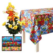 Kit Decoração Festa Junina: 3 Toalhas Mesa Chita + 1 Buquê Girassol + 1 Espantalho Decorativo = 5 Produtos Temáticos Kit Decoração Festa Junina: 3 Toalhas Mesa Chita + 1 Buquê Girassol + 1 Espantalho Decorativo = 5 Produtos Temáticos